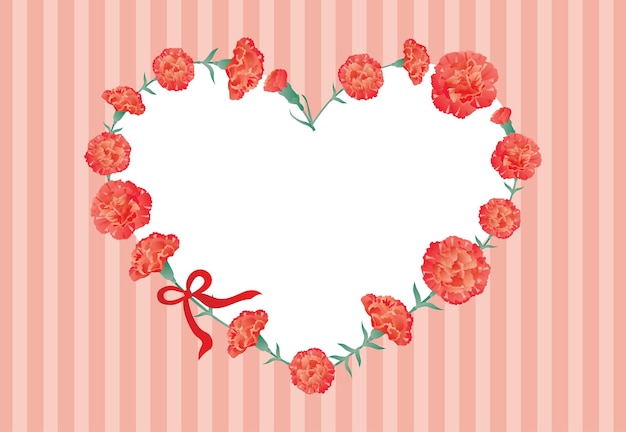 Heart frame background illustration of red carnation for Mother039s Day