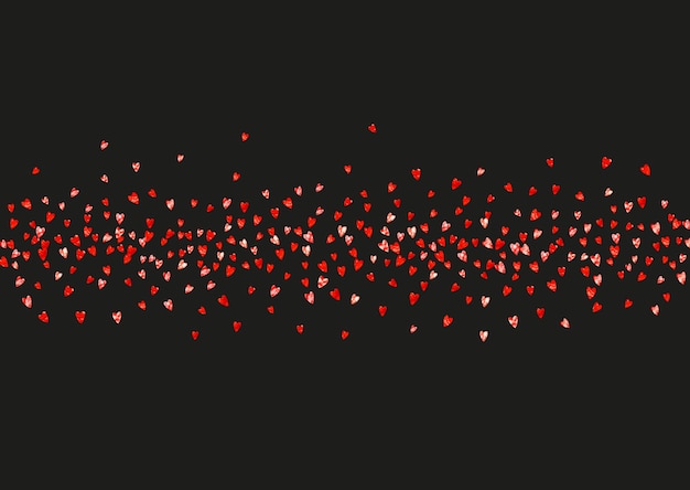 Фон рамки сердца с золотым блеском сердца День Святого Валентина Вектор конфетти Ручной обращается текстуры