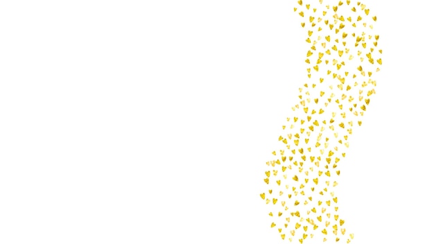 Vector heart frame background with gold glitter hearts valentines day vector confetti hand drawn texture