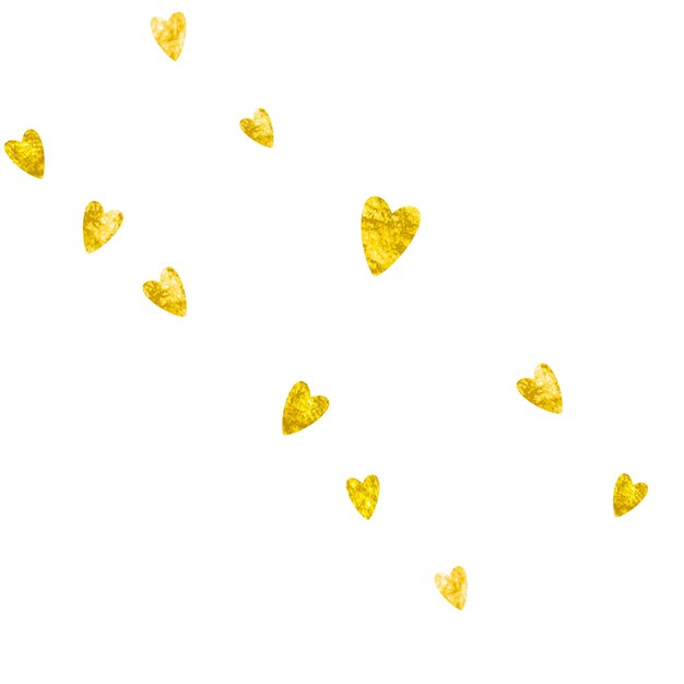 Sfondo cornice cuore con cuori glitter oro san valentino coriandoli vettoriali trama disegnata a mano