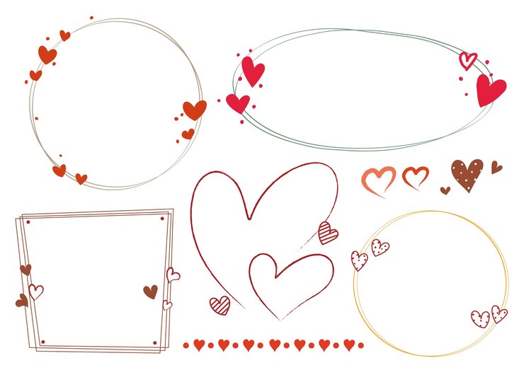 Vector heart frame graphic box greeting