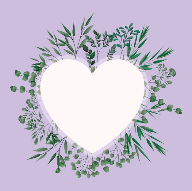 Vector heart frame with laurel leafs