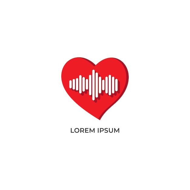 Векторная иллюстрация частоты сердца изолирована на белом фоне Значок любви с концепцией дизайна частоты сигнала Пиктограмма шаблон логотипа
