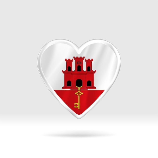 Heart from Gibraltar flag. Silver button star and flag template. Easy editing and vector in groups.