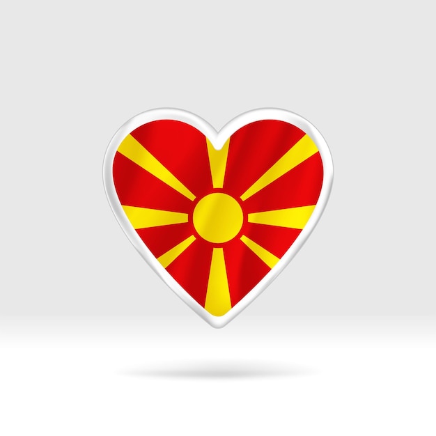 Heart from macedonia flag. silver button star and flag template. easy editing and vector in groups.