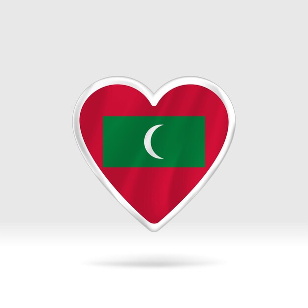 Heart from Maldives flag. Silver button star and flag template. Easy editing and vector in groups.