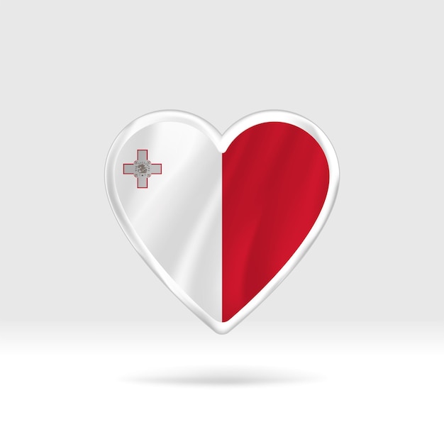 Heart from Malta flag. Silver button star and flag template. Easy editing and vector in groups.