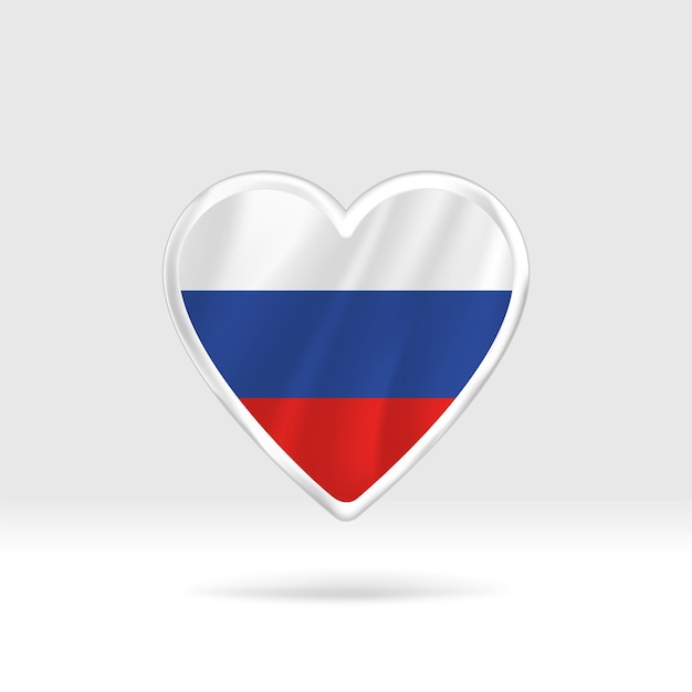 Heart from Russia flag. Silver button heart and flag template. Easy editing and vector in groups.