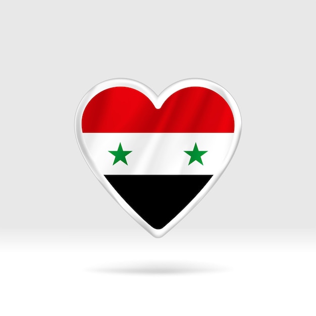 Heart from Syria flag. Silver button heart and flag template. Easy editing and vector in groups.