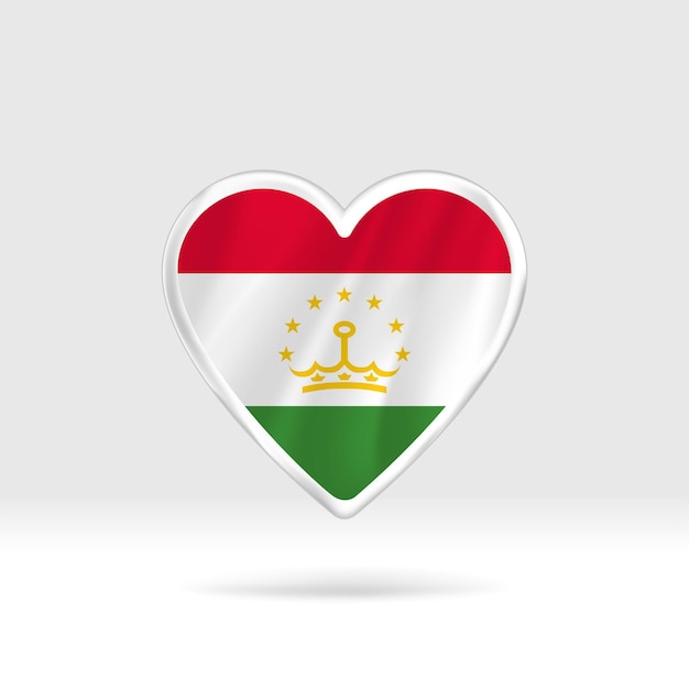 Heart from Tajikistan flag. Silver button heart and flag template. Easy editing and vector in groups