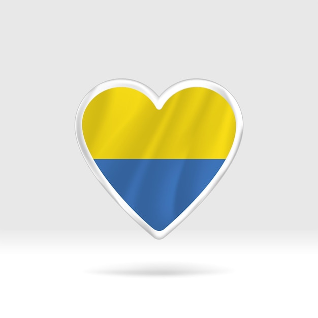 Heart from Ukraine flag. Silver button heart and flag template. Easy editing and vector in groups.