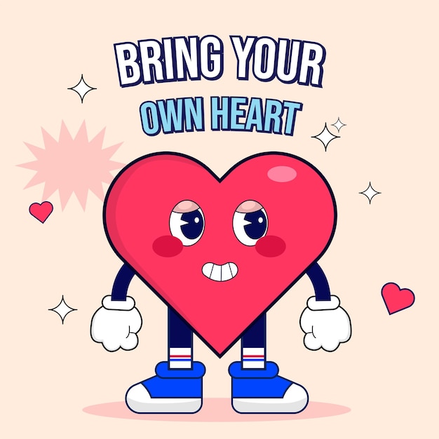 heart funny character illustration editable text effect