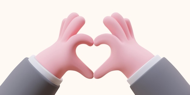 Heart gesture with two hands 3d image of declaration of love Non verbal sign of love