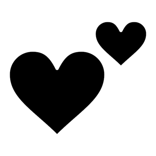 Vector heart glyph solid black illustration