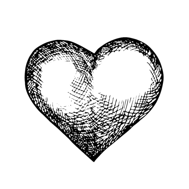 Vector the heart the graphic element of your design vector graphic black and white illustration