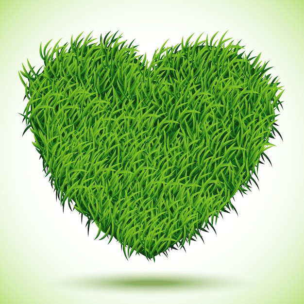 Vector heart green grass,  illustration