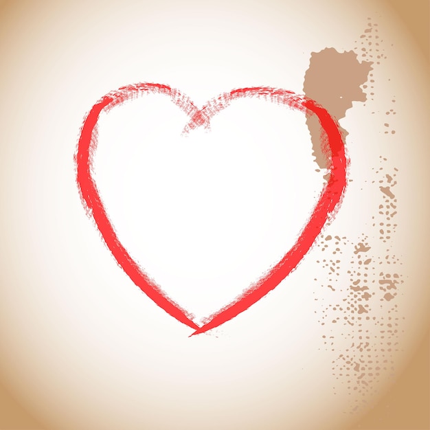 Vector heart grunge paint valentine's day brush drawing grunge heart abstract valentine red heart vintage