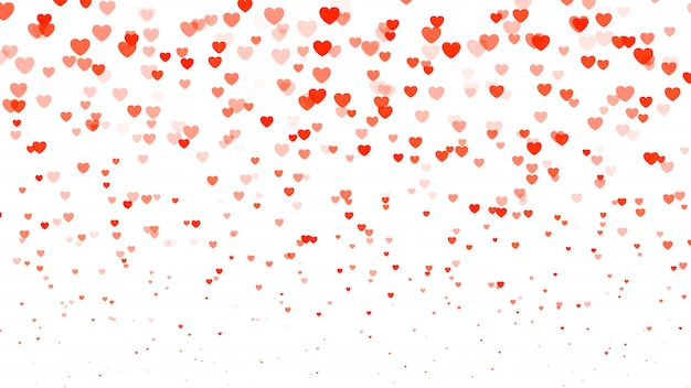 Heart halftone Valentine`s day background. Red transparent hearts on white