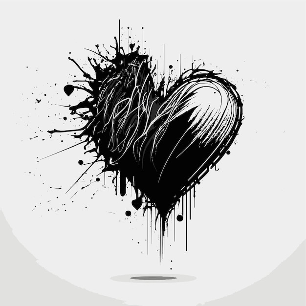 Heart Hand drawn heart icon sign - Brush drawing calligraphy heart black heart symbol cartoon