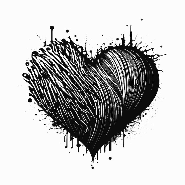 Heart Hand drawn heart icon sign - Brush drawing calligraphy heart black heart symbol cartoon