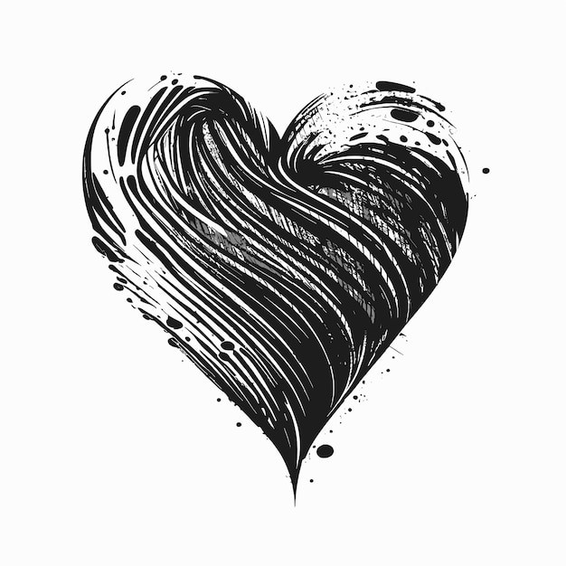 Heart Hand drawn heart icon sign - Brush drawing calligraphy heart black heart symbol cartoon