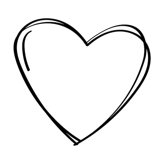 Vector heart hand drawn scribble line