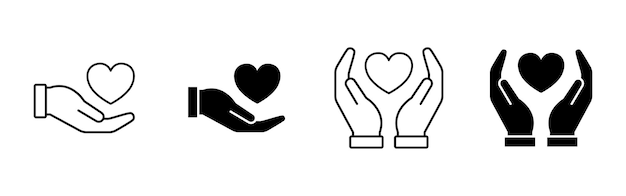 Vector heart in hand flat icon in black