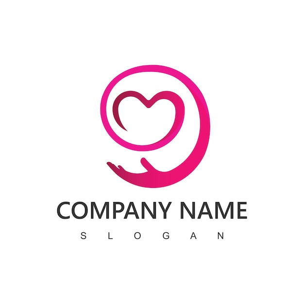 Heart and hand logo health care logo charity logo design