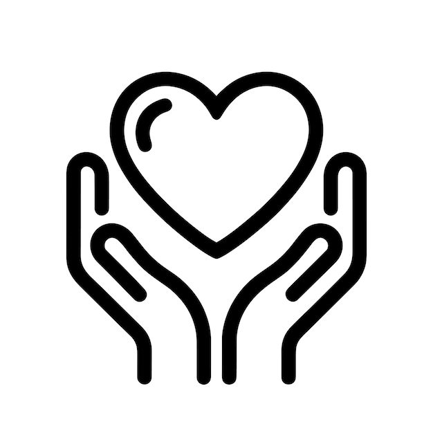 Heart in hands icon Hands holding a heart Symbol of love and care Vector illustration