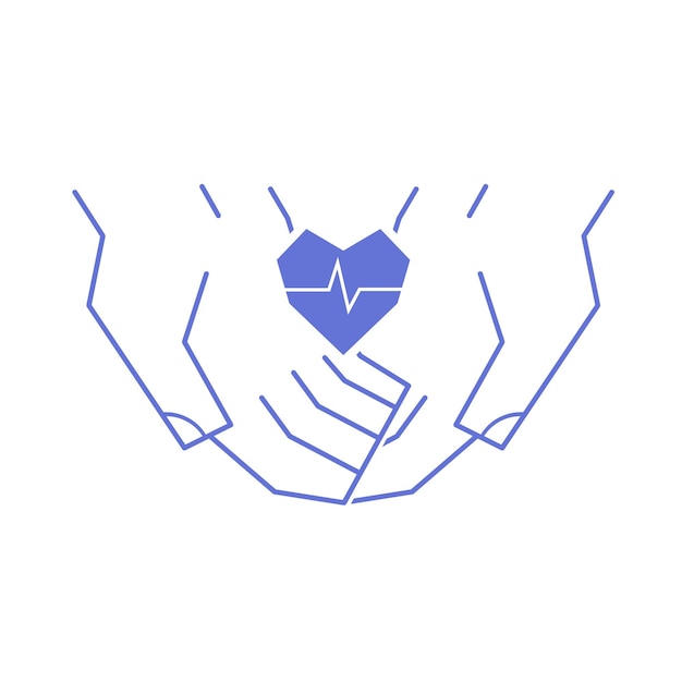 Vector heart in hands icon