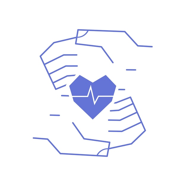 Vector heart in hands icon