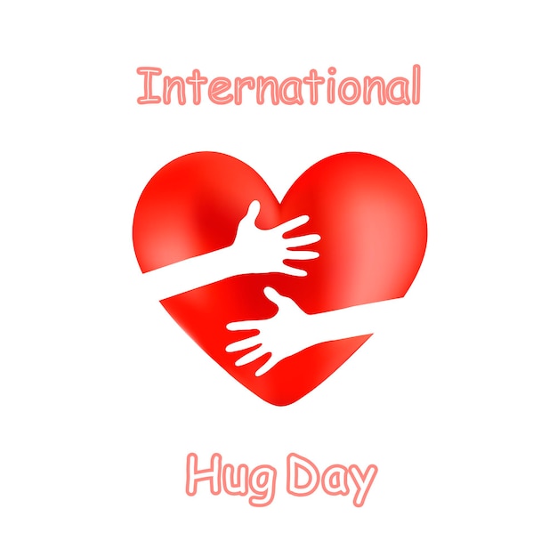 国際抱擁の日のベクトル図を象徴する心と手