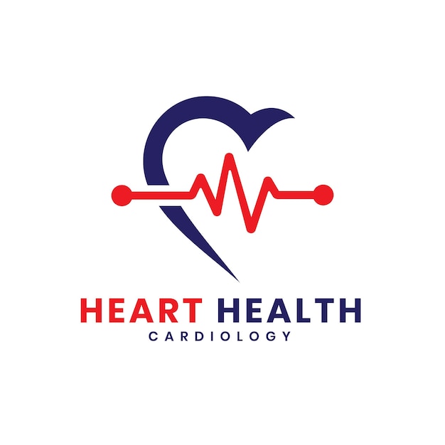 Vettore heart and health logo di assistenza medica per il servizio di cardiologia frequenza cardiaca