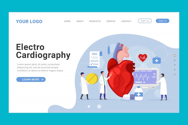 Heart healthcare treatment landing page template