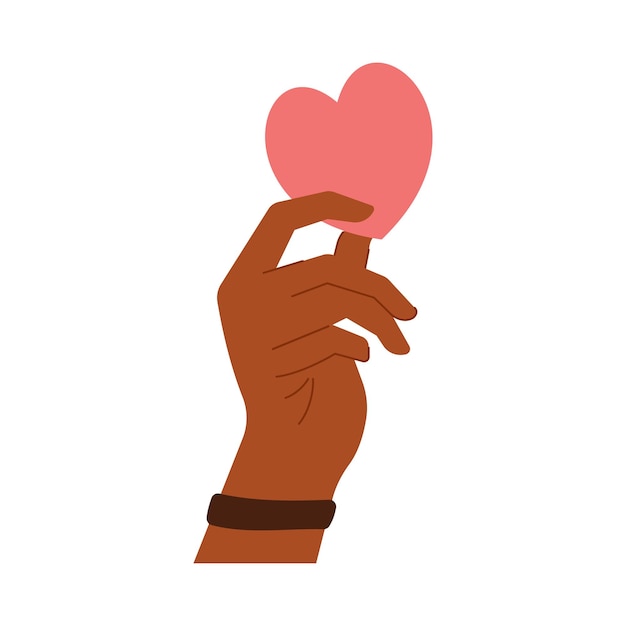 Vector heart holding by diverse hands vector illustration concept for sharing love helping others charity supported by global community