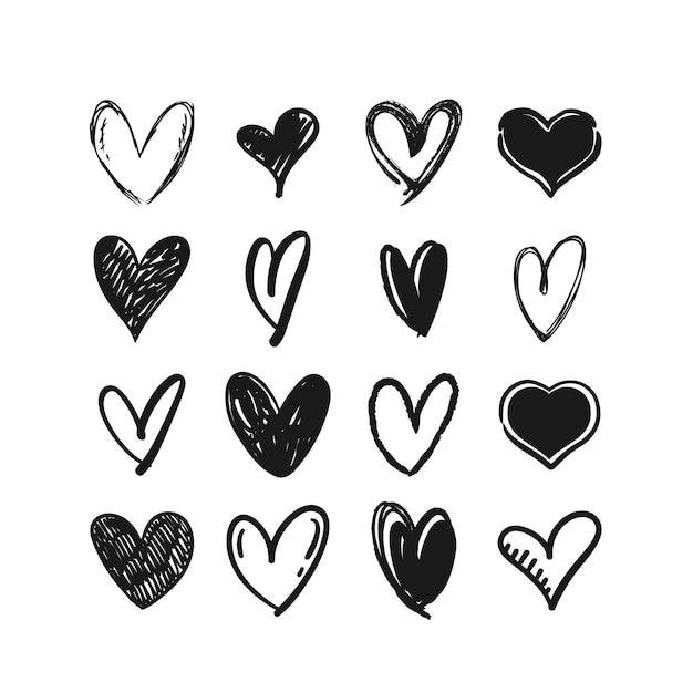 Heart icon doodles Hand drawn love symbol