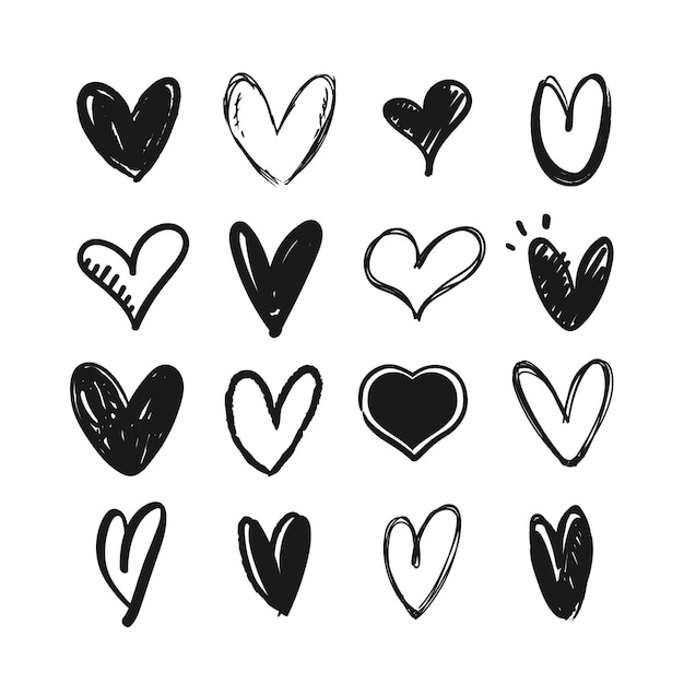 Heart icon doodles Hand drawn love symbol