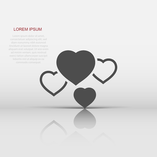 Значок сердца в плоском стиле Векторная иллюстрация любви на белом изолированном фоне Романтическая бизнес-концепция