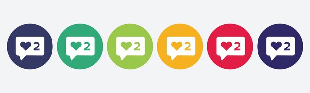 Heart icon set Social media buttons