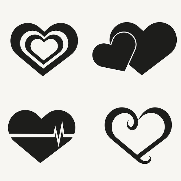 Heart icon vector set on a white background