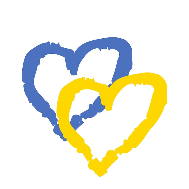 Vector heart icon with colors of ukrainian flag