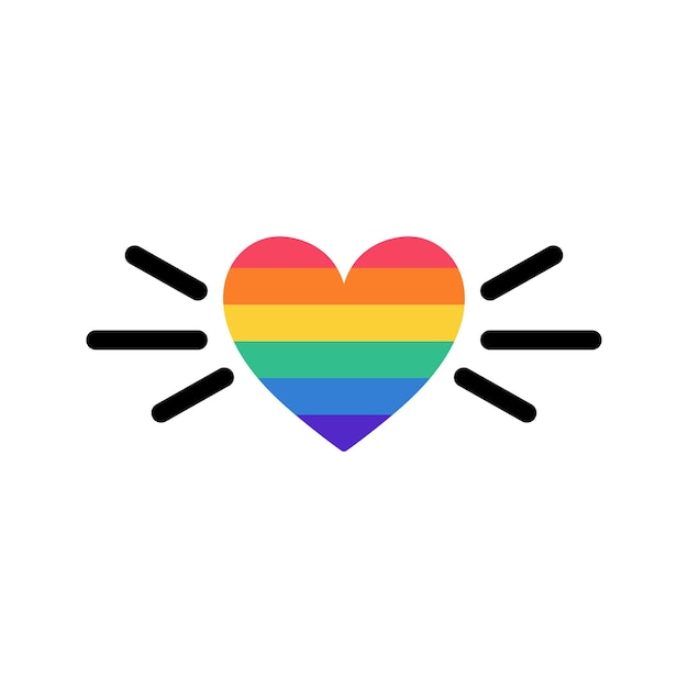 Vettore icona del cuore con bandiera lgbt cuore colorato arcobaleno in stile doodle lgbtq simbolo della comunità dell'orgoglio lgbt