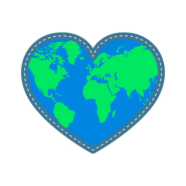 Heart icon with world map Vector illustration