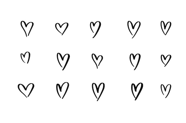 Вектор Иконки сердца набор рисованных вручную иконок и иллюстраций для валентинок и свадьбы