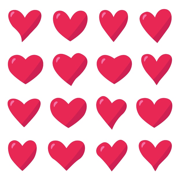 Vector heart icons set isolated on white background