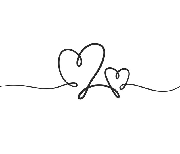 Heart Illustration In Minimal Line Art Style For Valentines Day