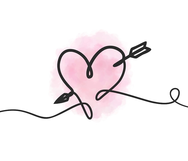 Heart illustration in minimal line art style for valentines day a
