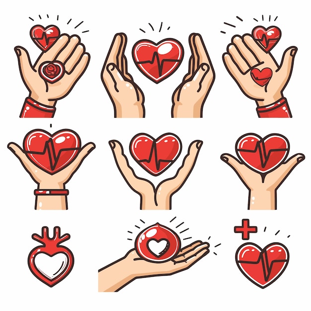 Vector heart_in_hand_icons_sethands_holding_heart