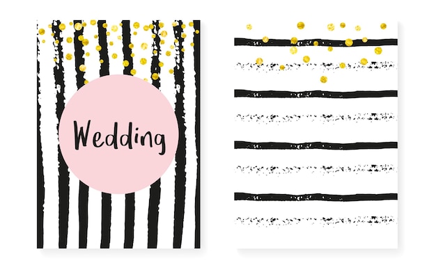 Heart Invitation Stripe Polka Effect Rose