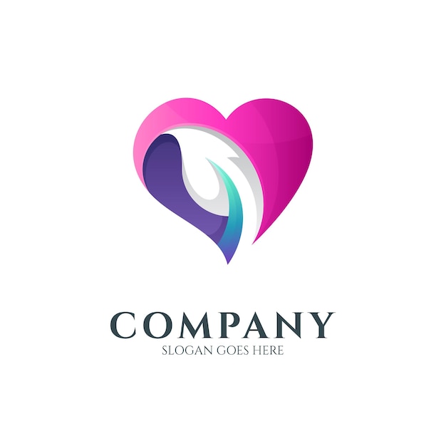 Heart and leaf logo template